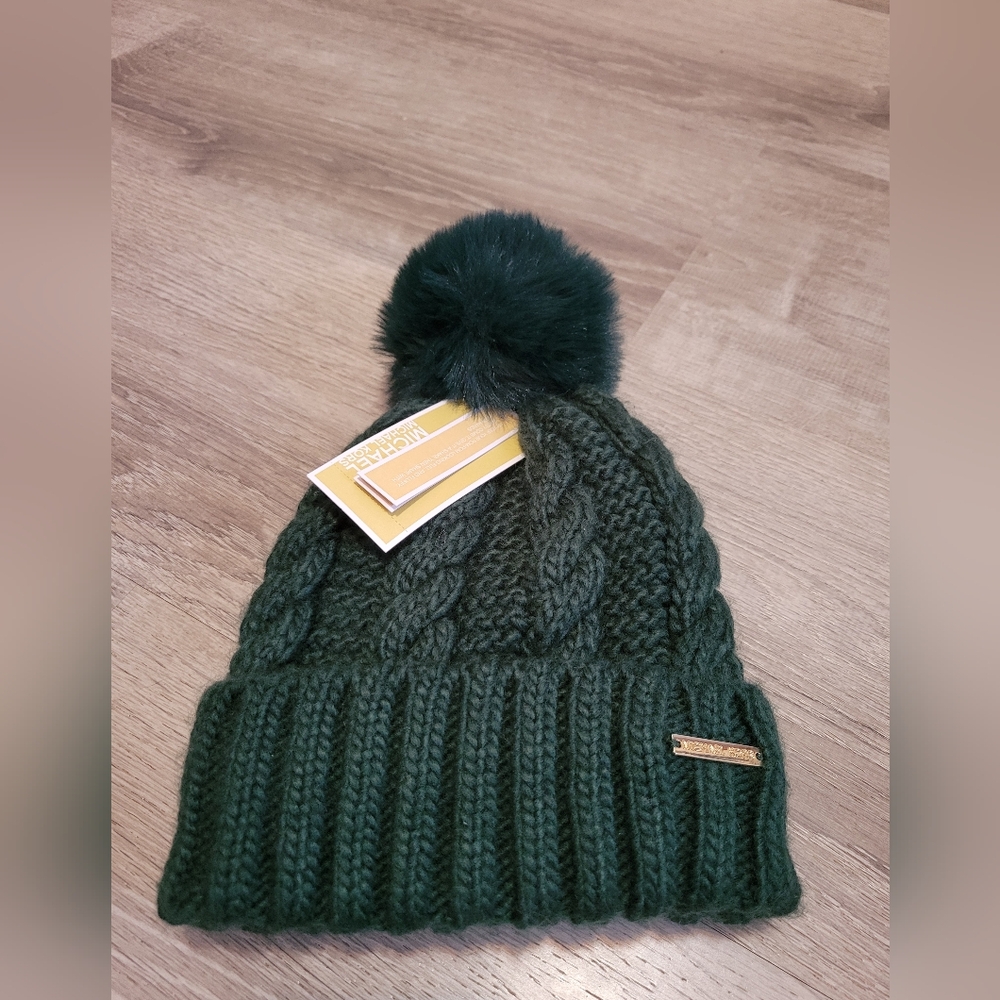 MICHAEL Michael Kors Green Pompom Beanie
